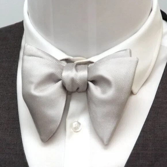 Men's Self‎ tied Bow Tie Big Butterfly Bow tie Light Grey
